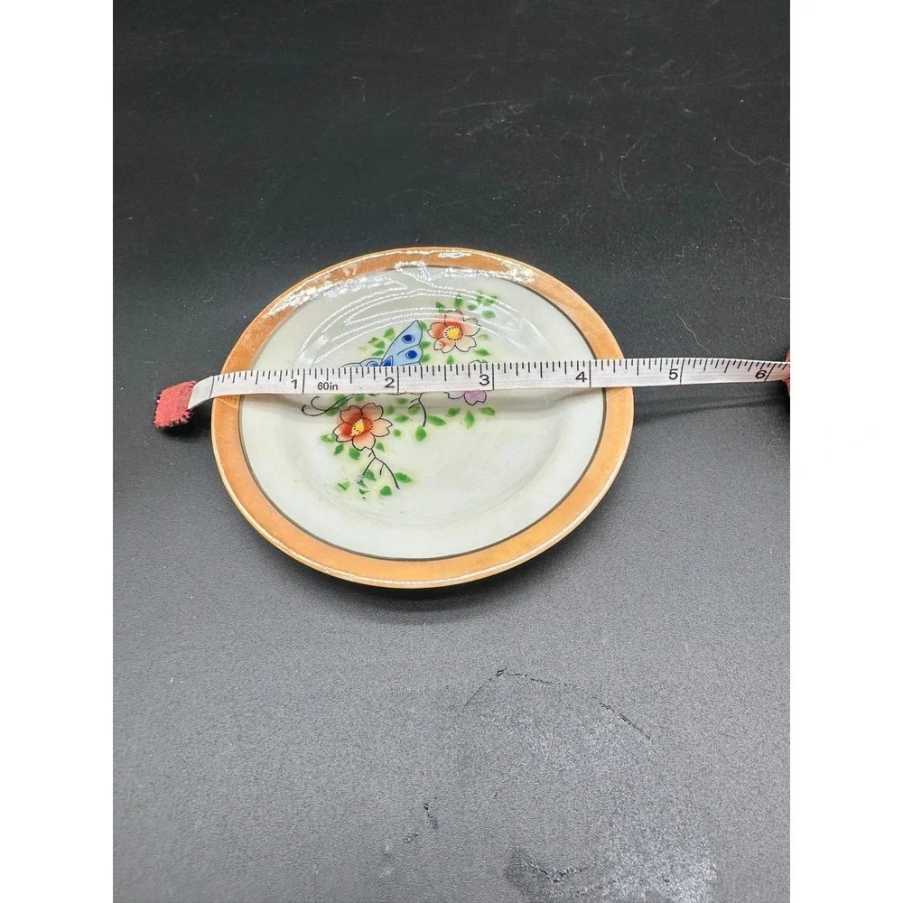 Vintage Made in Japan Hand‑Painted Butterfly Floral Trinket Dish 4.5″ Decorative